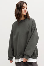 Solid Oversized Crew Neck Sweatshirt