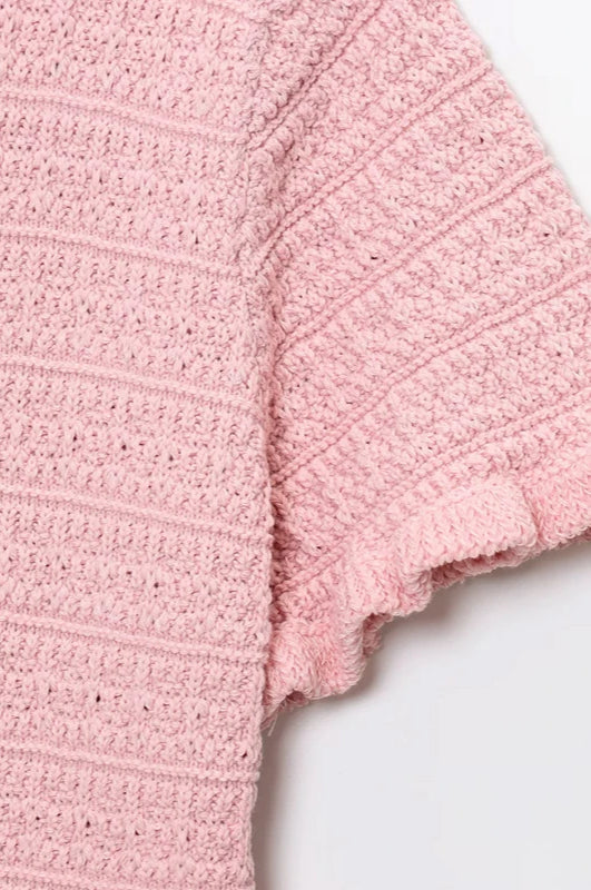 Elegant Knitted Short Sleeve Cropped Cardigan