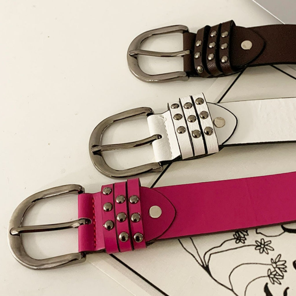 Y2K Punk Studded Wide Leather Belt