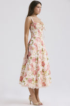 Elegant Strap Slim Midi Floral Dress
