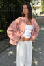 Stand Collar Suede Minimalist Jacket S / Pink