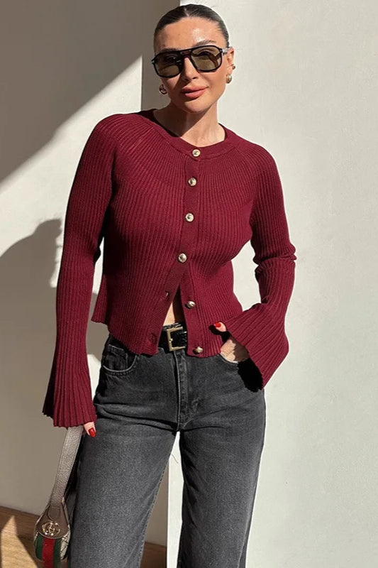 Solid Rib Knit Slim Cardigan Secondary image