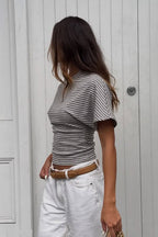 Striped Crew Neck Slim Fit Short Sleeve Tee