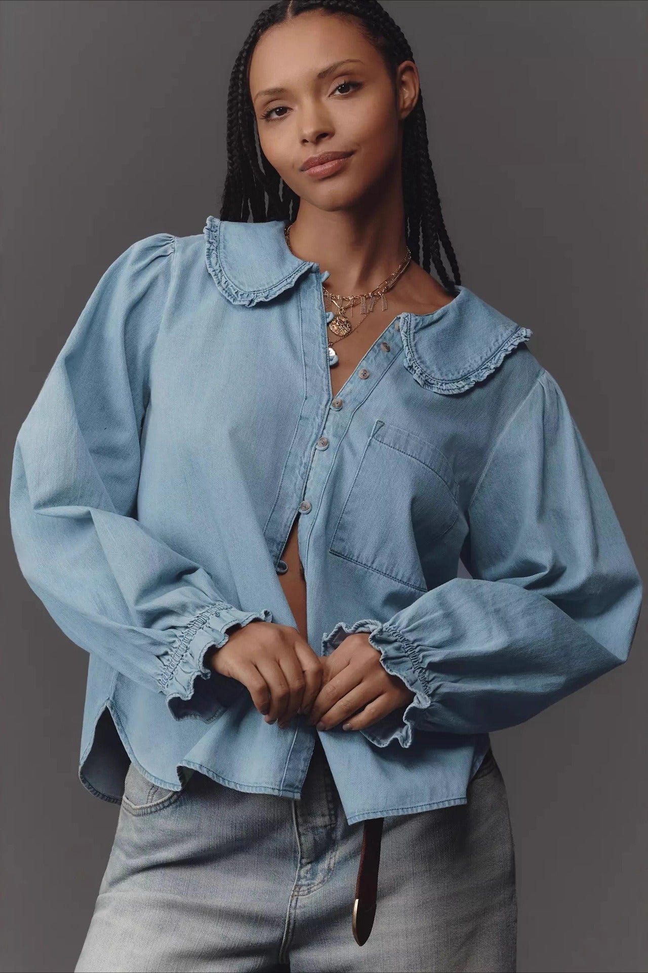 Vintage Denim Long Sleeve Blouse Secondary image