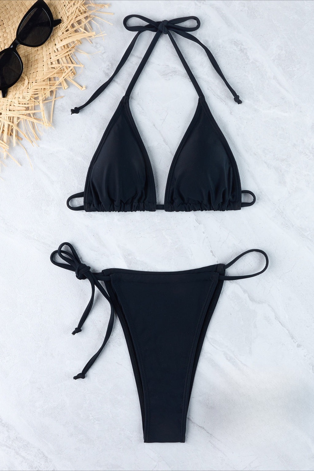 Halter Drawstring Tie Side Sexy Bikini Set
