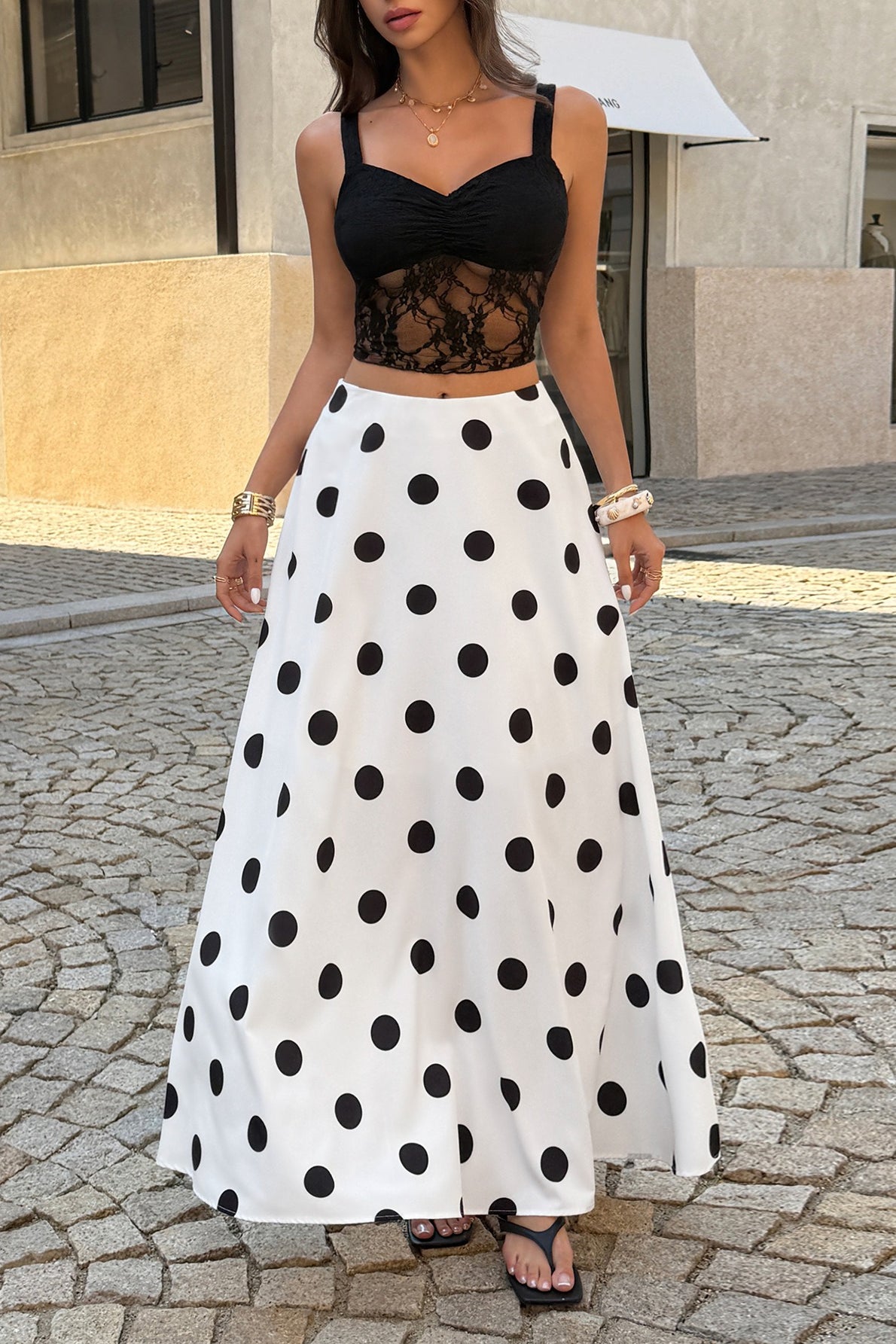 Polka Dot High Waist Flowy Elegant Skirt Secondary image