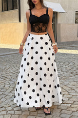 Polka Dot High Waist Flowy Elegant Skirt