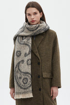 Thick Paisley Jacquard Short Fringe Scarf