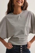 Solid Crew Neck Loose Fit Short Sleeve Tee