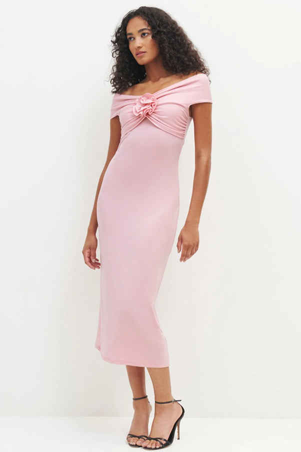 Solid Color Off-the-shoulder Knit Cocktail Dress Secondary image