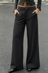 Contrast Stripe Woven Wide Leg Pants