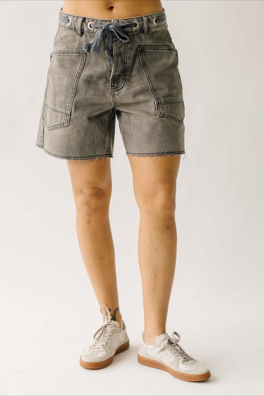 Vintage Washed Loose Fit Denim Drawstring Shorts