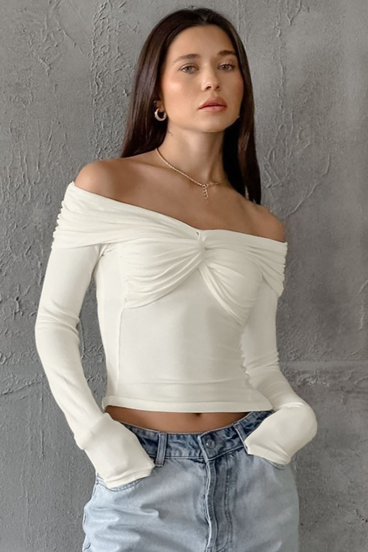 Chic Off-Shoulder Knit Top Secondary image