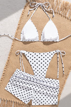 Polka Dot Boyshort Slim Fit Three Piece Swim Set