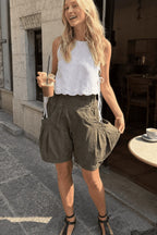 High Waist Utility Wide Leg Loose Fit Shorts
