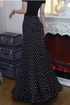 High Waist Polka Dot Bodycon Maxi Skirt