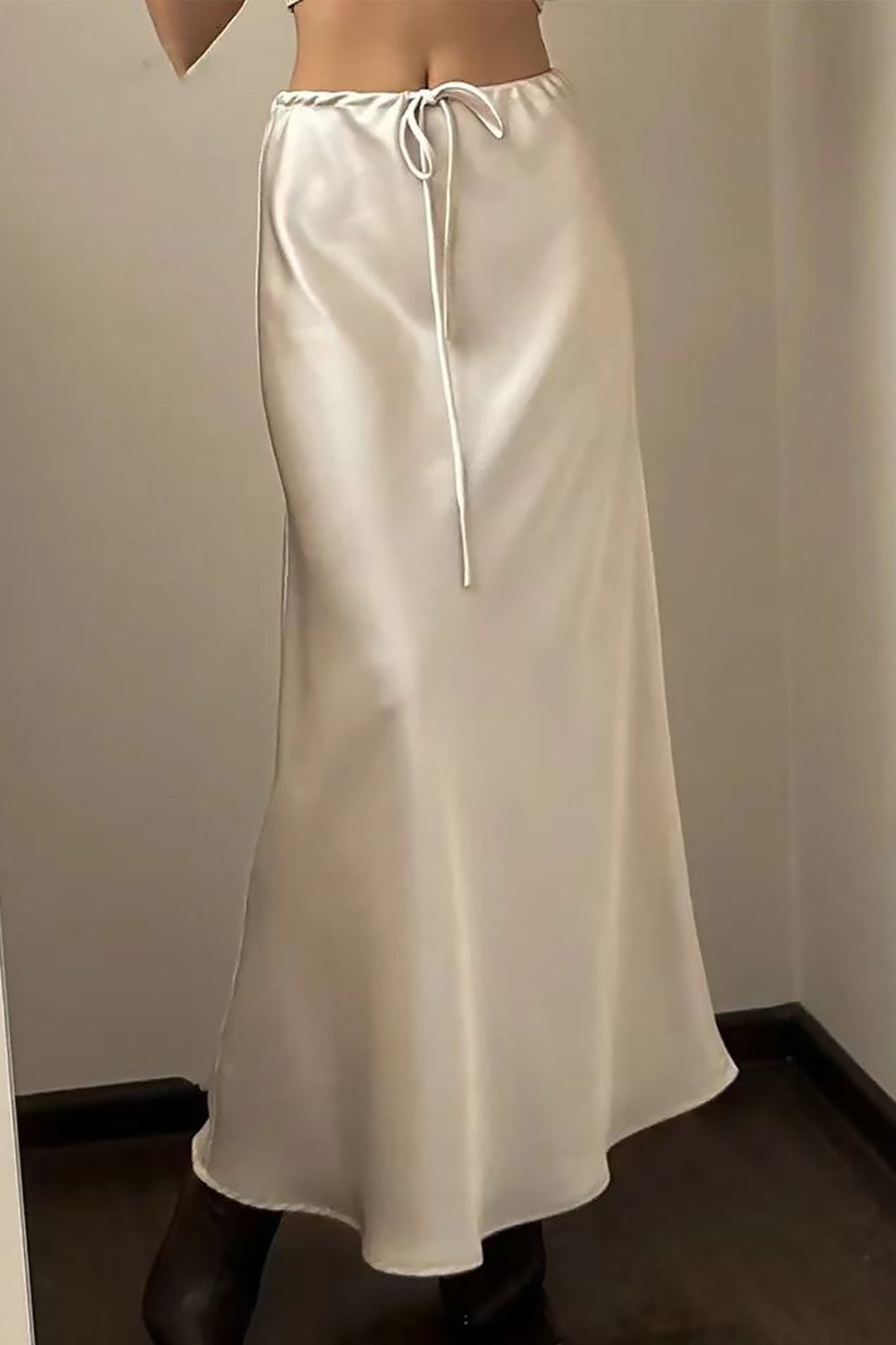 Satin Drawstring High Waist Bodycon Maxi Skirt Main image