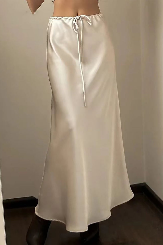 Satin Drawstring High Waist Bodycon Maxi Skirt Main image