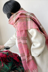 Soft Plaid Mohair Blend Christmas Scarf