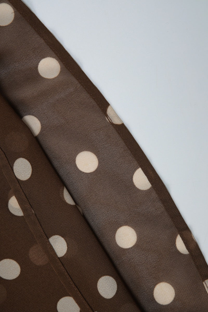 Brown Polka Dot V Neck Mesh Cami