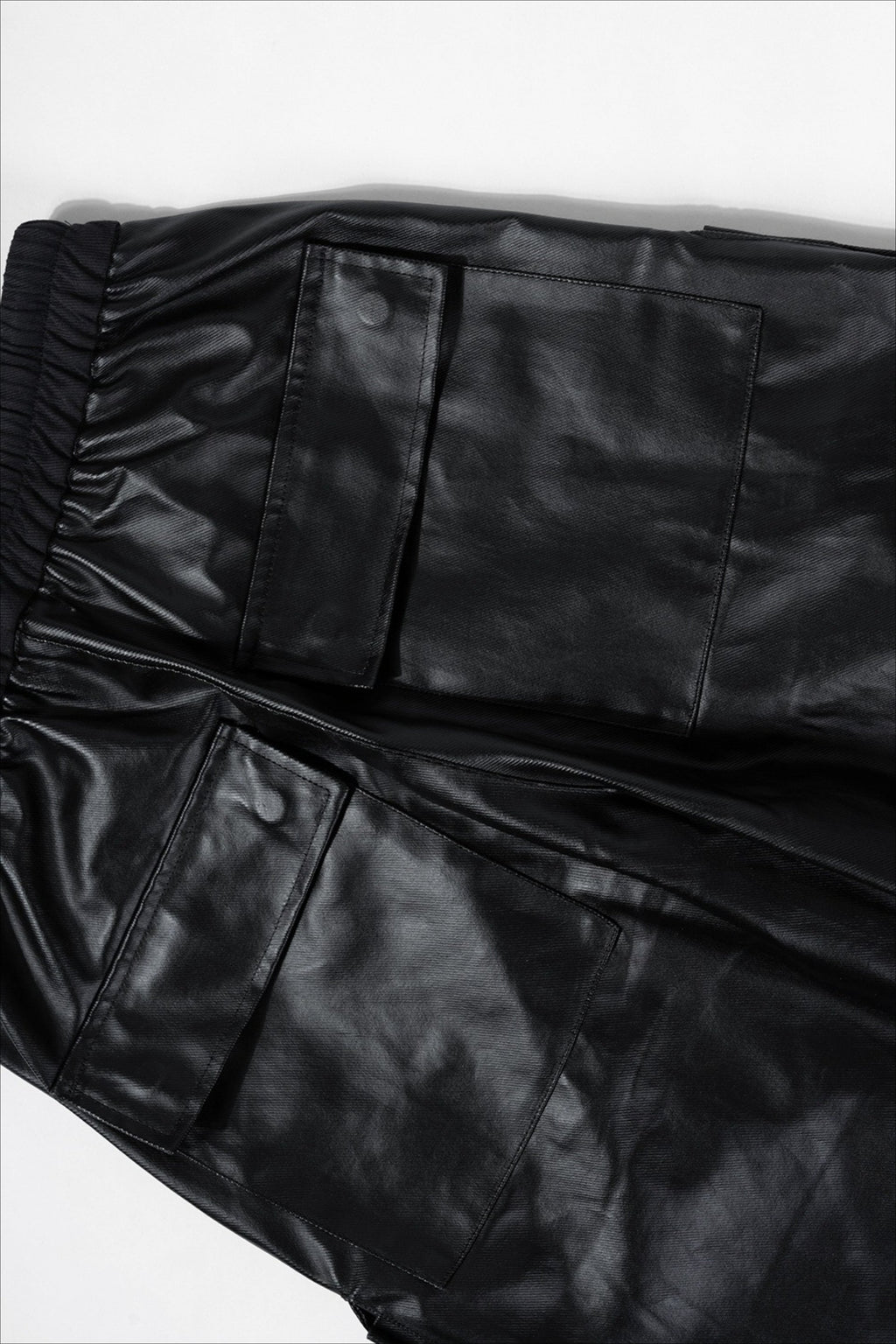 Coated Layered Pocket Flared Cargo Pants