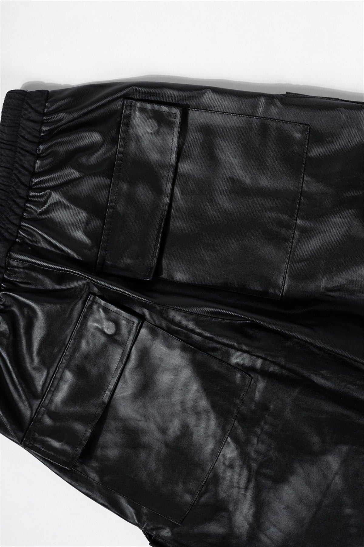 Coated Layered Pocket Flared Cargo Pants