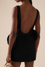 Chic Floral Embellished Party Dress XS / Black
