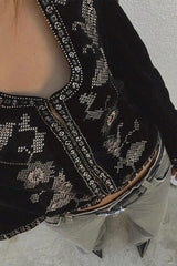 Long Sleeve Embroidered Velvet Jacket