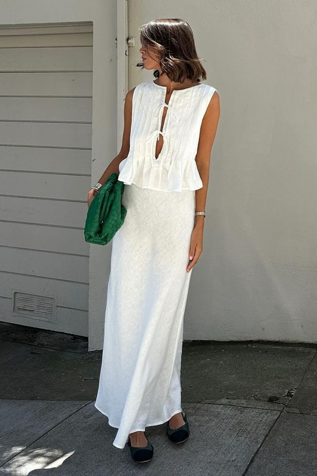 Chic Tie Strap Sleeveless Maxi Skirt Set Main image