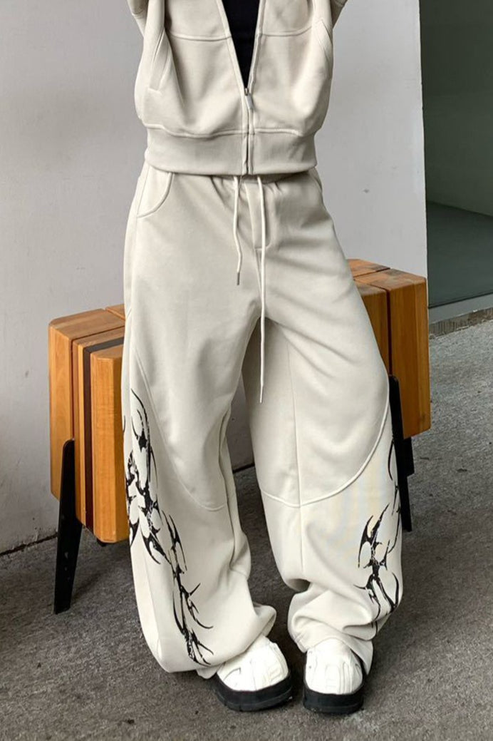 Tribal Graphic Baggy Barrel Leg Sweatpants