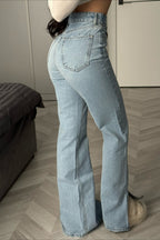 Asymmetric Waist Slim Flare Leg Jeans