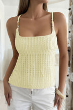 Solid U Neck Beaded Halter Cami