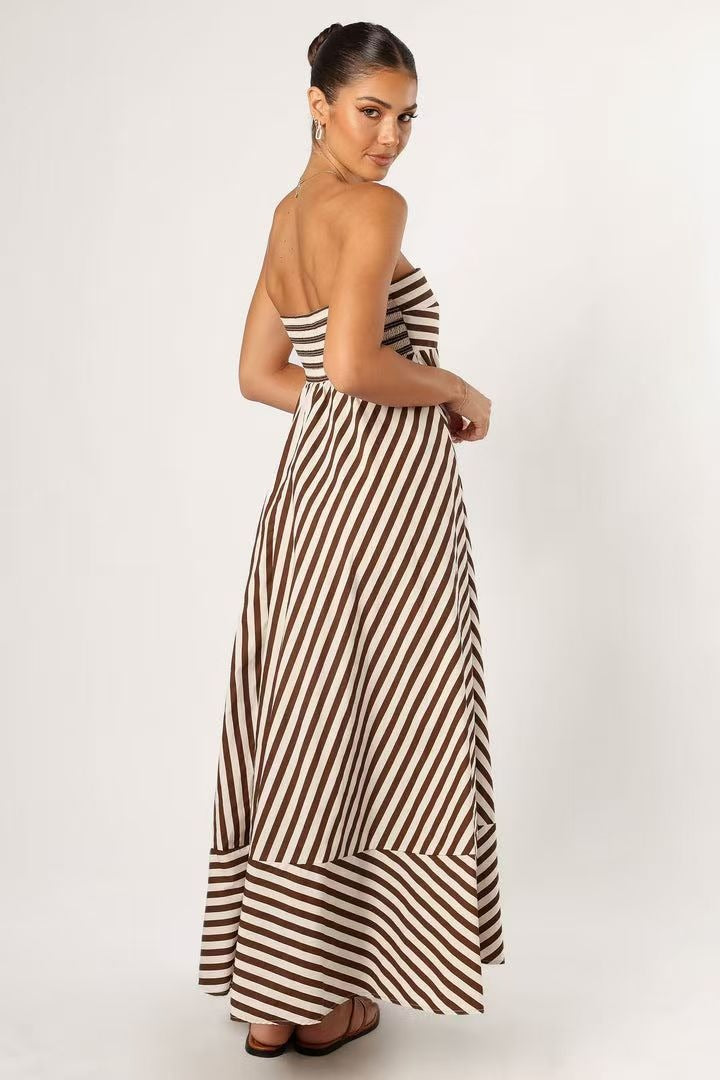 Chic Striped Tube Maxi Vacation Dress Secondary image