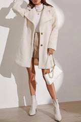 Plush Longline Lapel Winter Coat coats
