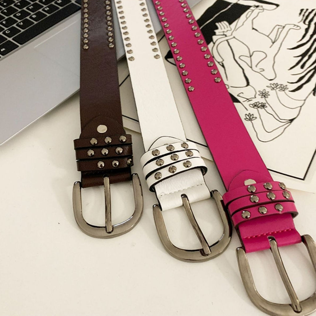 Y2K Punk Studded Wide Leather Belt