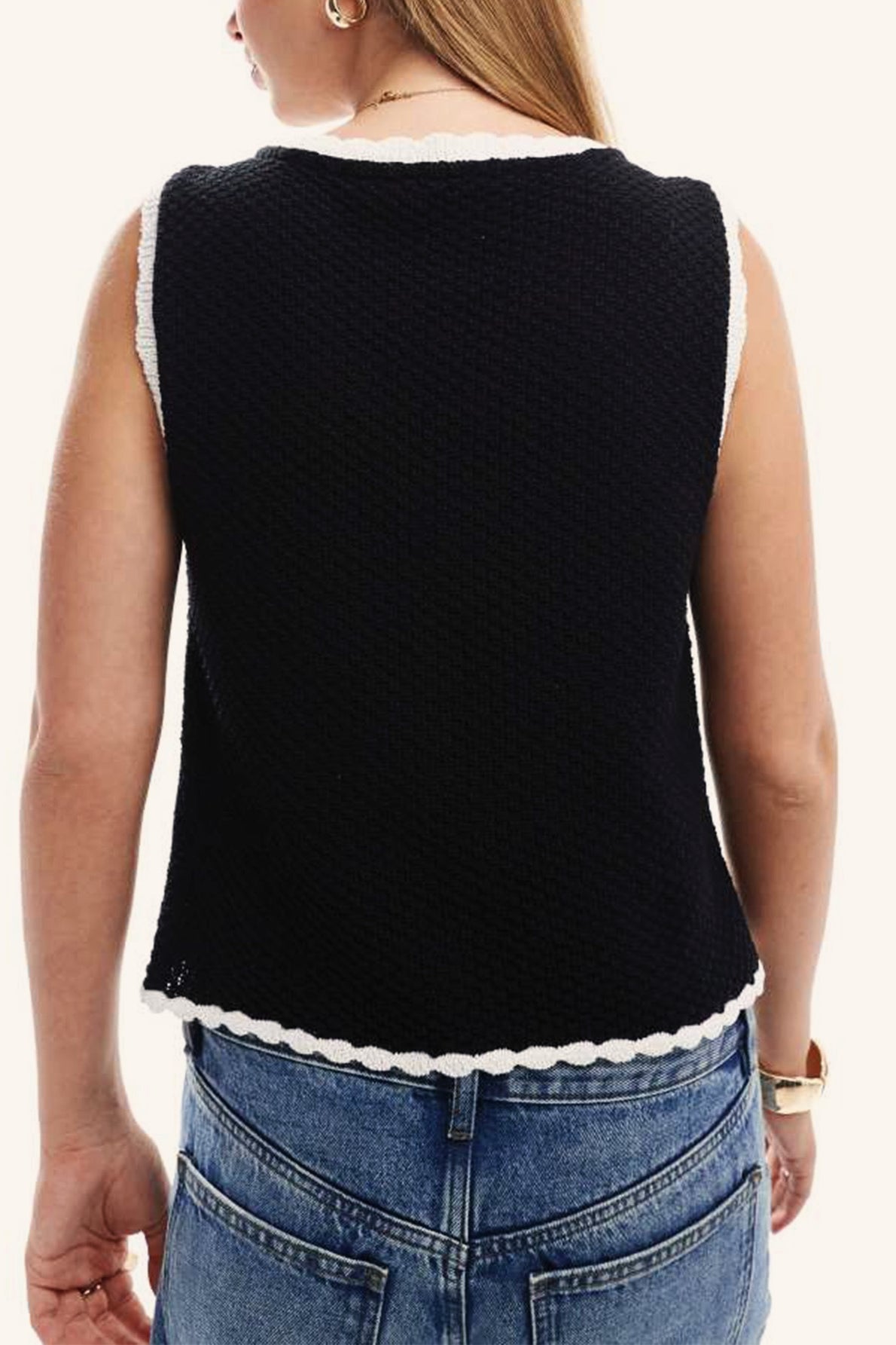 Knit Tie Front Open Casual Tank Top