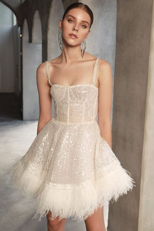 Feather Sequin Strapless Party Dress Secondary image