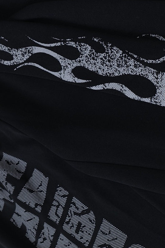 Flame Typography Wide Leg Sweatpants