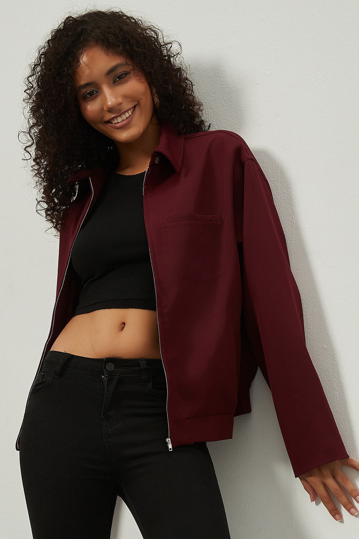 Zip Up Collared Casual Jacket Secondary image