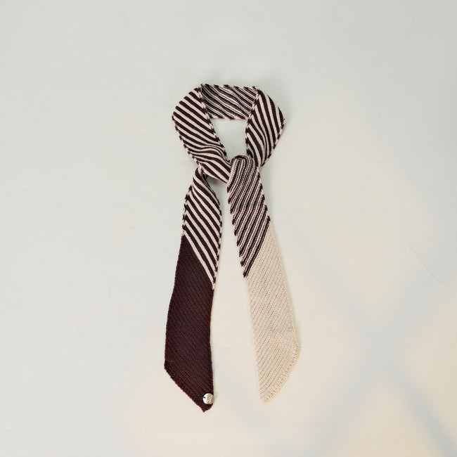 Colorblock Striped Knit Skinny Long Neck Tie Scarf Main image