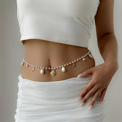 Starfish Shell Faux Pearl Waist Chain