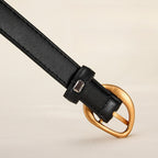 Vintage Glossy Edge Irregular Buckle Leather Belt