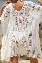 Loose Deep V Hollow Out Beach Knit Cover Up