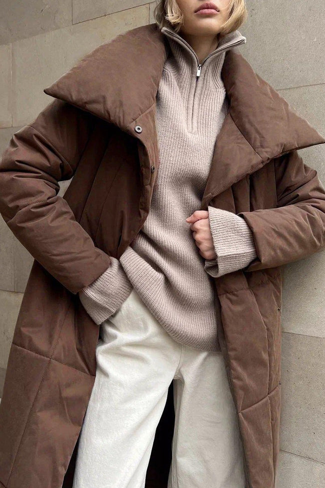 Long Stand Collar Relaxed Quilted Puffer Jacket Main image