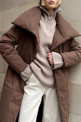 Long Stand Collar Relaxed Quilted Puffer Jacket