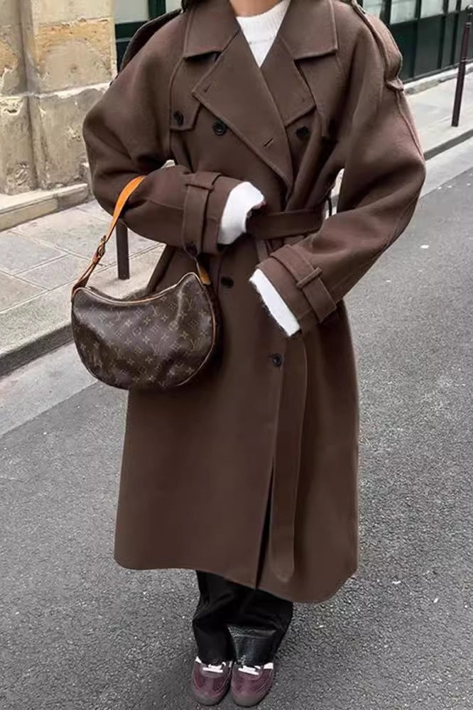 Double Breasted Relaxed Lapel Wool Overcoat Secondary image