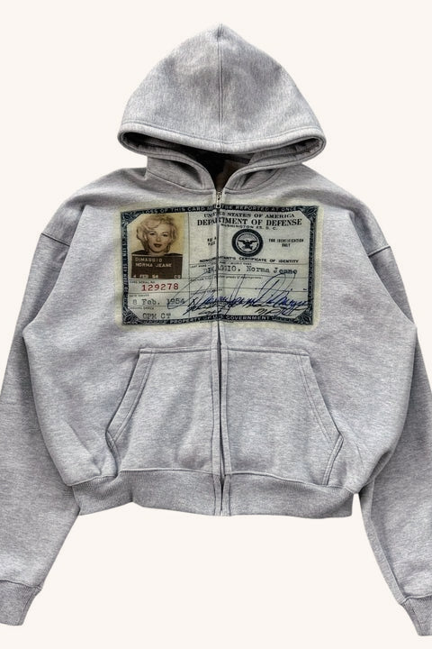 Retro Graphic Loose Fit Zip Hoodie
