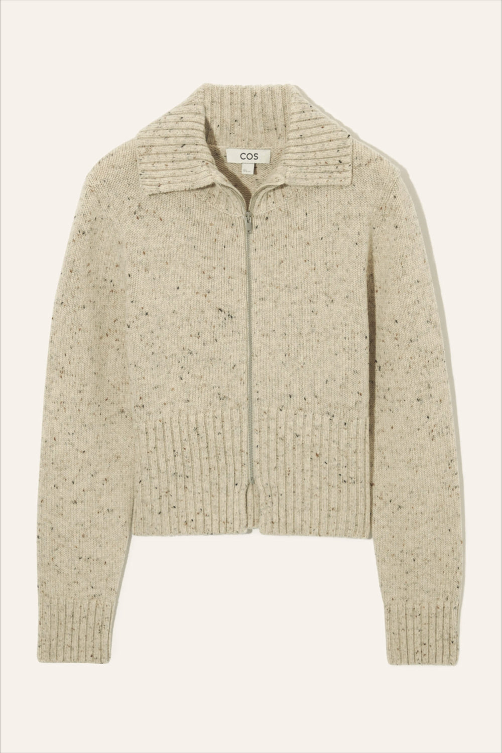 Casual Wool Blend Short Cardigan Beige / XS