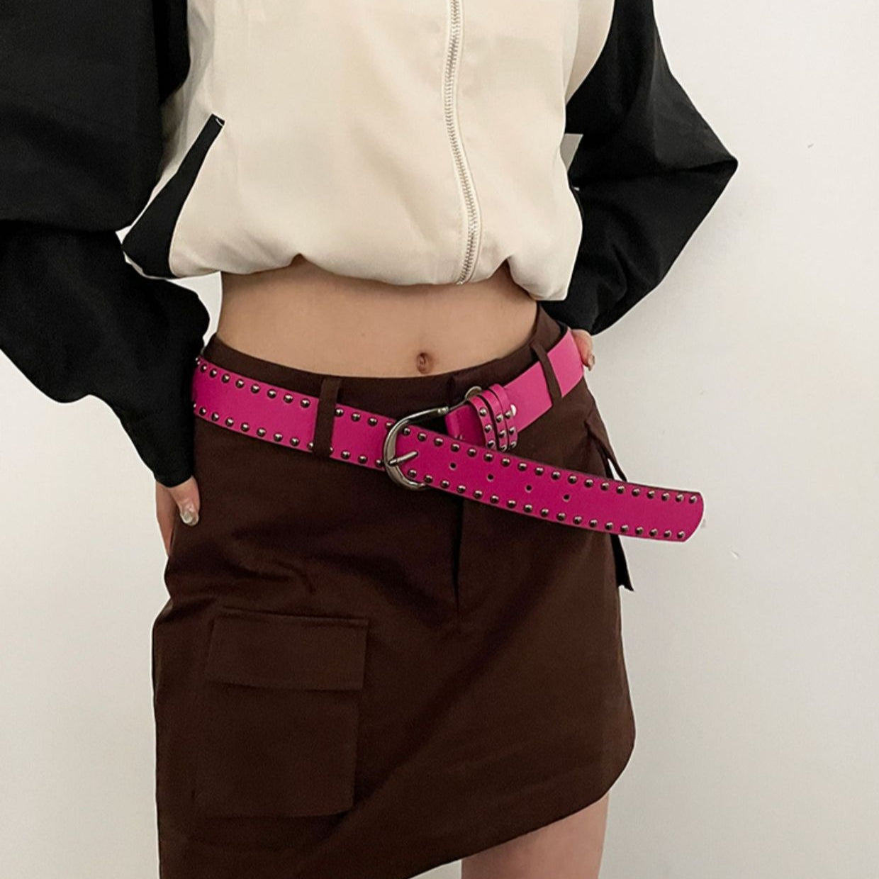 Y2K Punk Studded Wide Leather Belt