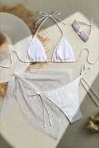 Starfish Fringe Mesh Mini Skirt Three Piece Swim Set